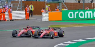 Sainz and Leclerc battle for the lead at the 2022 British Grand Prix