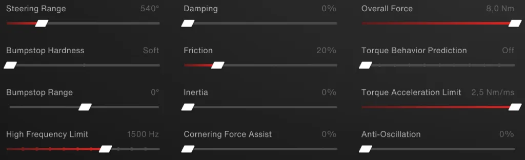 wheelbase initium settings