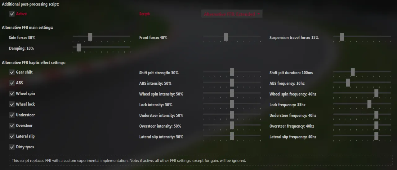 Assetto Corsa FFB Alternative Extended