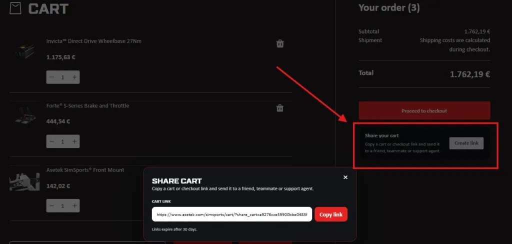 share asetek cart